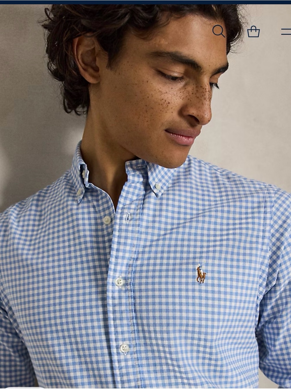 Ralph Lauren Light Blue and White Gingham Button-Down Shirt
